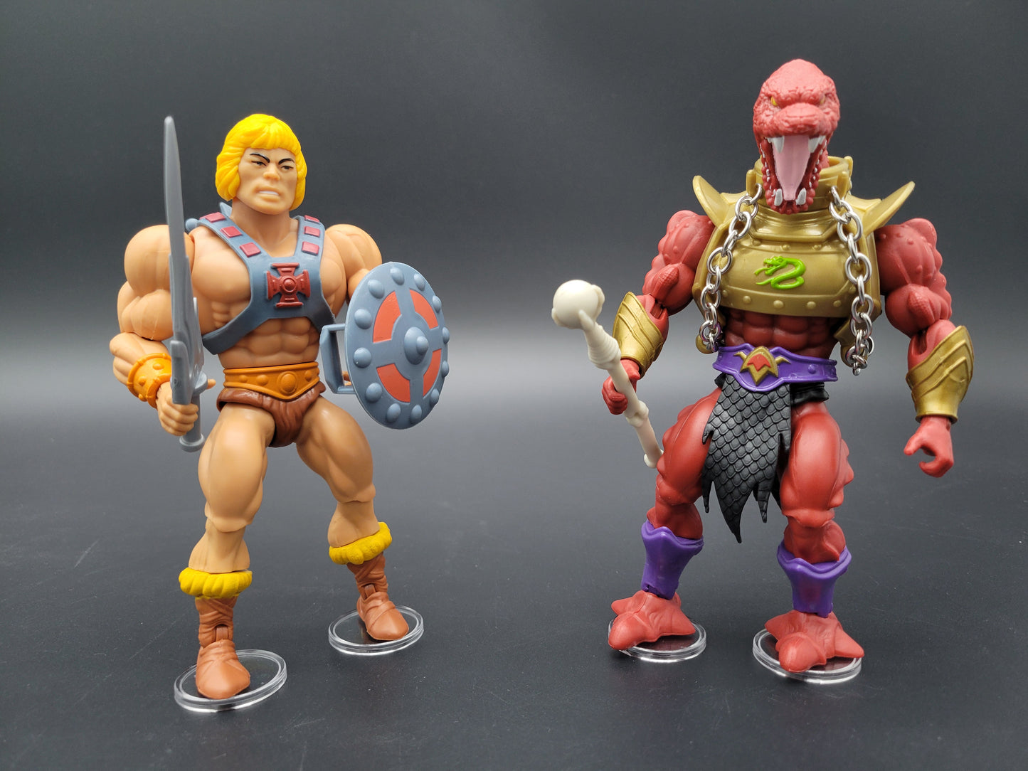 MOTU Masters of the Universe ORIGINS He-Man Figure Action Stands 1" Clear