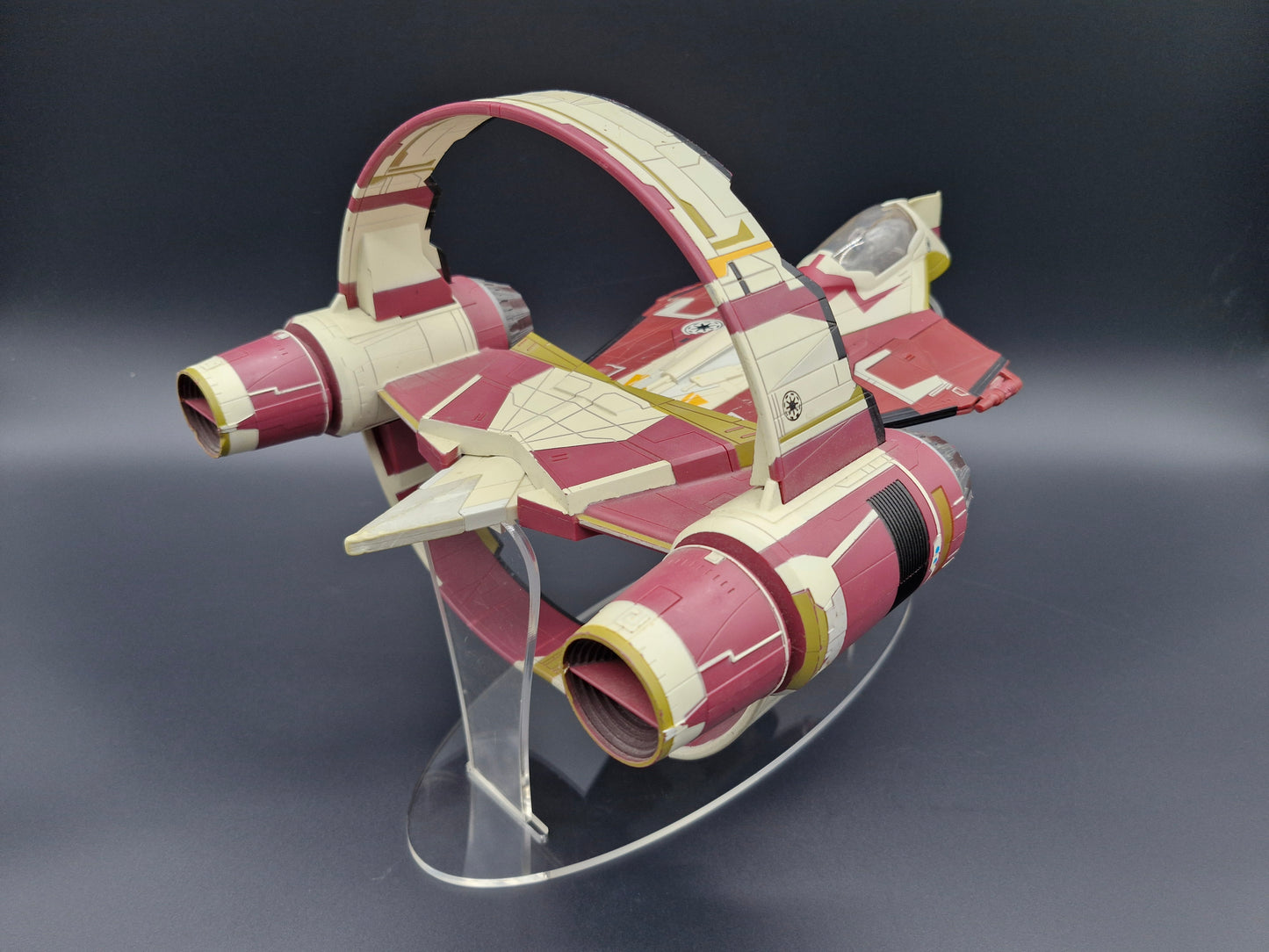 Star Wars Obi-Wan Kenobi Hyperspace Ring Jedi Starfighter Ship Display Stand