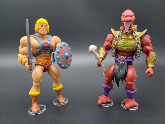 MOTU Masters of the Universe ORIGINS He-Man Figure Action Stands 1" Clear