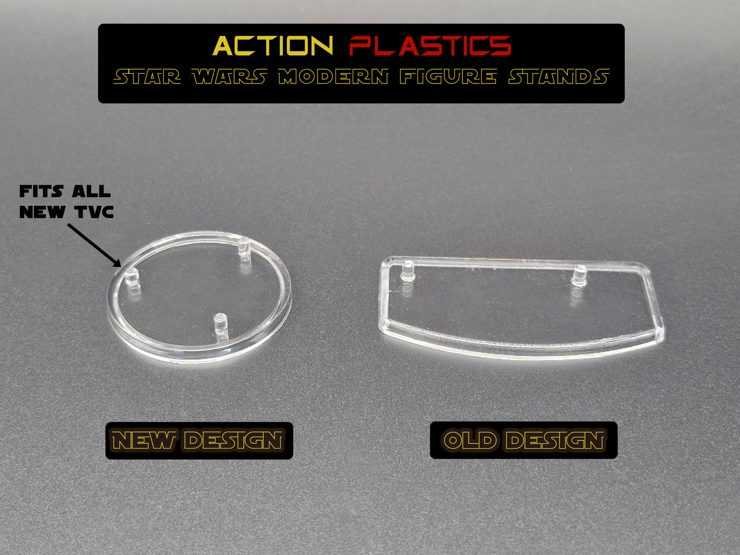 NEW DESIGN! Star Wars Modern Hasbro Clear Figure Stands For All Vintage Collection POTF2 plus more!